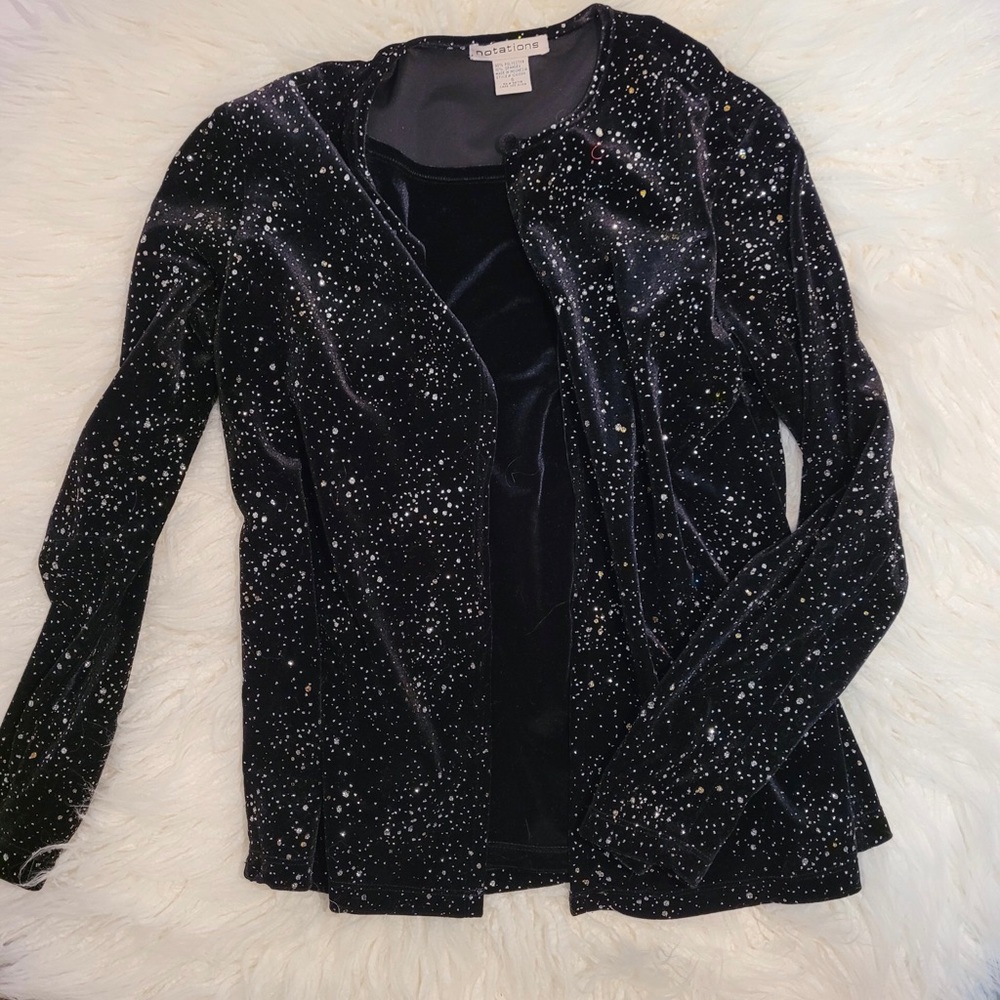 black glittery and suede top